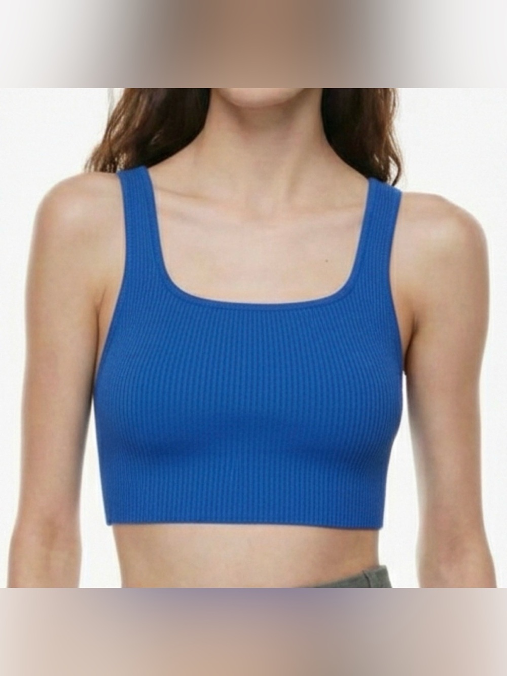 Aritzia Babaton Sculpt Knit Blue Tank Top